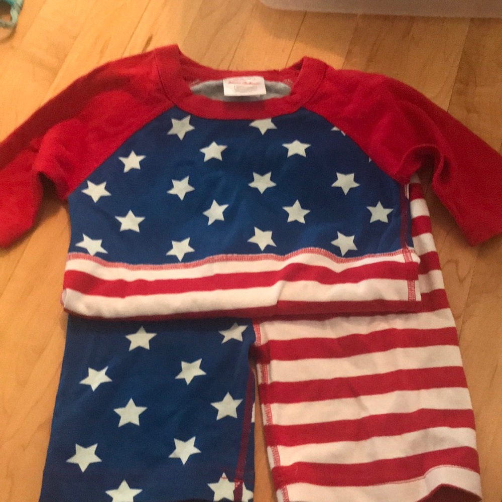 Hanna Andersson NWOT Red White Blue Stars Stripes Pajamas Size 150cm Size 12